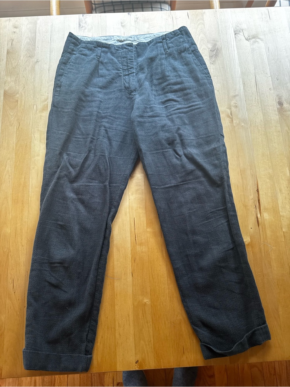 Tailored Women's linen Trousers in Dark blue/ grey